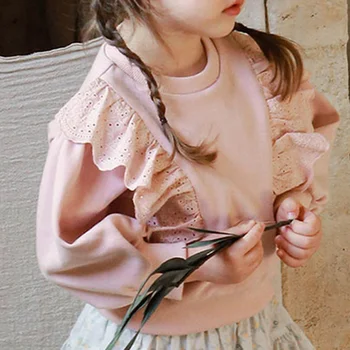 Детская однотонная толстовка с капюшоном 2023 Весна и осень Для девочек в корейском стиле с длинными рукавами, универсальная повседневная простая футболка принцессы