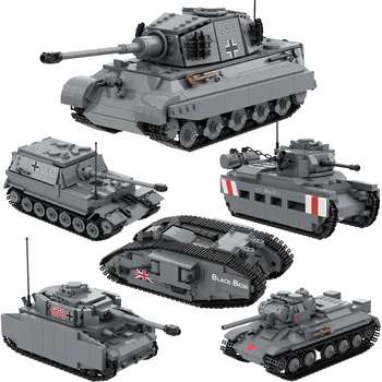 WW2 Тяжелый Танк Военное Оружие Mark IV Тигр Т-34 StuG III KV2 Panzer Matilda Строительные Блоки Игрушечные Кирпичи Солдаты Подарок На День Рождения