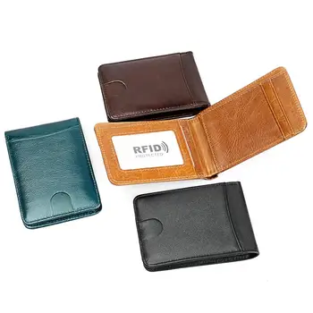 RFID-блокировка, короткий Мужской кошелек из натуральной кожи, Мини-женская сумка для денег, мужской держатель для кредитных карт из воловьей кожи, Маленький кошелек для мужчин