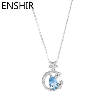 ANENJERY Blue Zircon Star Moon Ожерелье для женщин Новый Дизайн Изысканных роскошных ювелирных изделий оптом