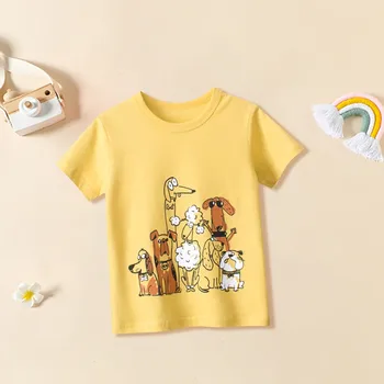 Для малышей, для маленьких мальчиков, летние футболки с изображением мультяшных собак с коротким рукавом и круглым вырезом, топы, футболки, маленькие футболки для мальчиков