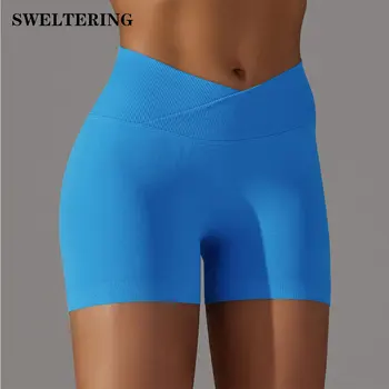 Женские шорты для йоги с высокой талией, пуш-ап, бесшовные леггинсы для фитнеса, спортивные леггинсы для бега, корректирующее белье, тренировочные брюки