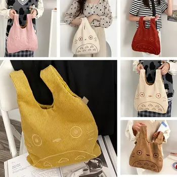 Большой для дам-покупателей Модный тканевый кошелек Вельветовая сумка с вышивкой Мультяшного Тоторо из ткани Ягненка