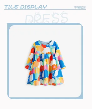 Платье для девочек, осеннее новое повседневное детское модное платье для маленьких девочек в европейском и американском стиле с длинными рукавами