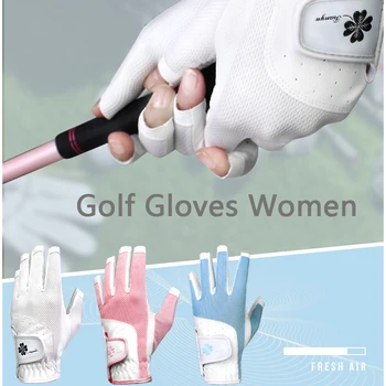 Перчатки для гольфа Женские с цветочным рисунком, дышащие для нескользящих перчаток, сенсорный экран на половину пальца, Дышащий открытым пальцем, 1 Пара