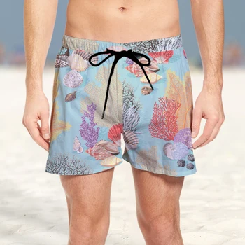 2023 Летние Новые мужские пляжные 3D шорты с винтажным рисунком, удобные шорты в стиле подводного мира, курорта, тропических джунглей