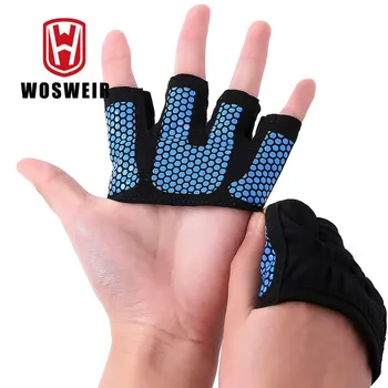 WOSWEIR Gym Перчатки для фитнеса на полпальца Мужские женские для тренировок по кроссфиту Перчатки для поднятия тяжестей, бодибилдинга Защита рук