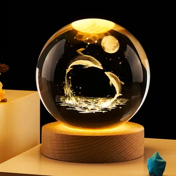 3D Светодиодный ночник Хрустальный Шар Настольная атмосфера USB Лампа Подарки детям на День Рождения Декор спальни Галактика Звездное Небо Проектор Свет