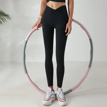 С логотипом Женские брюки для йоги с высокой талией, мягкие и дышащие эластичные брюки для фитнеса, бега трусцой, велоспорта, леггинсы для спортзала для отдыха