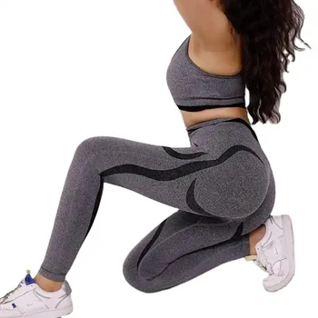 Одежда для спортзала Штаны для йоги Бесшовный Спортивный Тренировочный комплект для бега Спортивная одежда для фитнеса с высокой талией