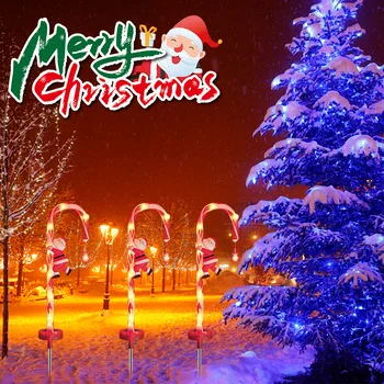 Солнечные рождественские фонари из леденцовой трости, наружный водонепроницаемый рождественский дневной свет, маркерные фонари для конфет, украшение садового прохода