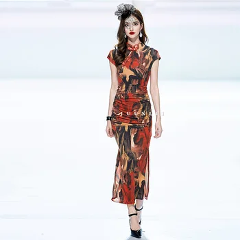 Улучшенная версия зеленого старого шанхайского платья cheongsam new summer beauty темперамент высокого класса в винтажном стиле Китайской Республики