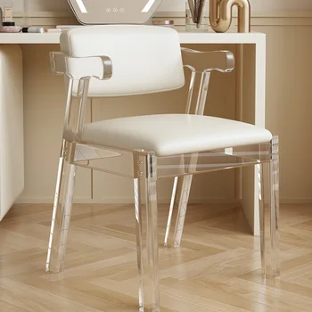 Акриловый обеденный стул для гостиной С Прозрачной современной спинкой, Роскошный обеденный стул Nordic Vanity Silla Comedor Furniture QF50DC