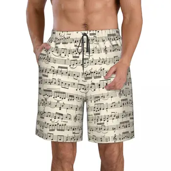 Ноты Повседневного покроя Шорты с плоской передней частью для мужчин Пляжные брюки с завязками Комфортные шорты для дома