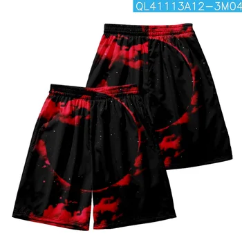 Красные, черные Мужские шорты с принтом 2023, Летняя уличная одежда, женские пляжные спортивные шорты с карманами