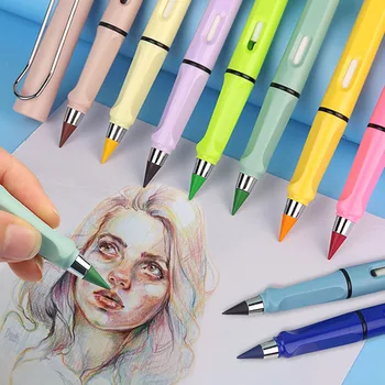 Вечный карандаш, цветной карандаш бесконечности, Вечный Цветной карандаш с ластиком для детей, учащихся, пишущих, рисующих, рисующих Эскизы.
