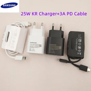 Корейский Штекер Нового Samsung 25 Вт Супер Быстрое Зарядное Устройство USB C Адаптер Для Galaxy A54 S22 S20 FE A34 A33 A53 A73 Note10 Plus PD PSS Charge