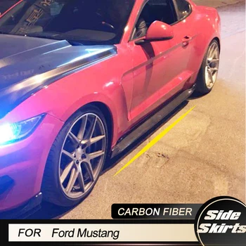 Автомобильные Боковые Юбки для Ford Mustang Coupe Convertible 2 Двери 2015-2017 Гоночные Удлинители Бокового Бампера Фартуки Для Губ Из Углеродного Волокна FRP