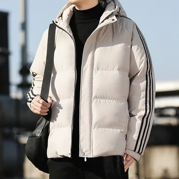 Короткая куртка с капюшоном для отдыха, утепленная, сохраняющая тепло, Зимнее пальто, мужская одежда, парка, Модная Корейская версия Simple