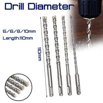 11 см Сверло По Бетону Для Электрического Dril Double SDS Plus Slot Masonry Hammer Head Tool 5/6/8/10 мм Высокоскоростной Ключ Из Белой Стали