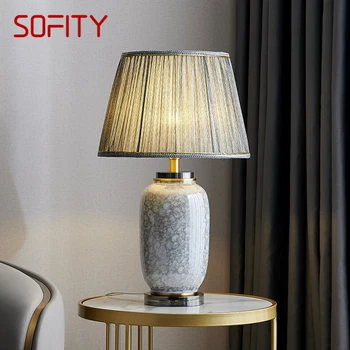 Настольная лампа SOFITY из современной керамики Роскошная Гостиная Спальня Кабинет Оригинальная Светодиодная настольная лампа из латуни