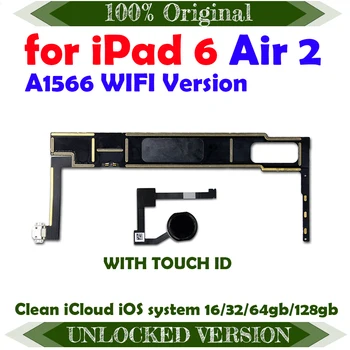 Чистая логическая плата iCloud с полноценными чипами Материнская плата версии Wifi A1566 для iPad 6 Air 2 16 ГБ, 32 ГБ, 64 ГБ, 128 ГБ Материнская плата