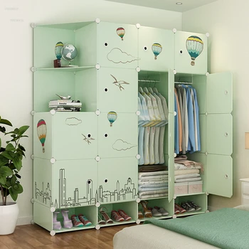Простая сборка шкафов-купе Шкафчик Мебель для спальни Комната для аренды домашней спальни шкаф для хранения вещей для дома Шкаф для одежды из пластиковой ткани U