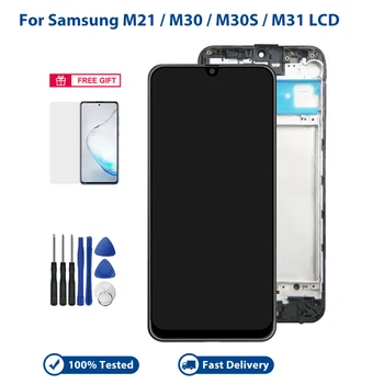 Высокое качество для Samsung Galaxy M21 / M30 / M31 /M30s Замена дигитайзера ЖК-экрана Сенсорный черный дисплей с рамкой