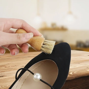 Многофункциональная щетка для чистки обуви со свиной щетиной, средство для удаления пыли с кроссовок, ботинок и инструмент для чистки и полировки ботинок