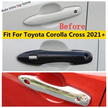 Внешний Вид Дверной Ручки Из Хрома/Углеродного Волокна, Декоративная Отделка Чаши, Подходит Для Toyota Corolla Cross 2021-2023, Внешние Аксессуары
