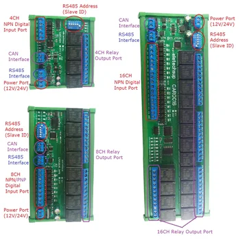4/8/16 DI-DO CAN Модуль Релейного Контроллера RS485 Digital NPN/PNP IO Расширительная Плата для Автомобильной Автоматизированной Промышленности с ЧПУ