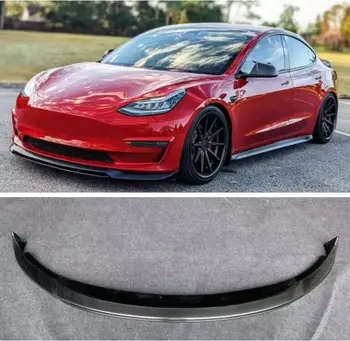 Разветвители передних губ из настоящего углеродного волокна, откидные крышки бампера, крышка спойлера для Tesla Model 3 2017-2022 в художественном СТИЛЕ