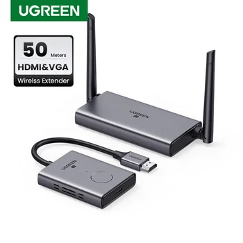 НОВЫЙ Комплект Видеопередатчика и Приемника UGREEN Wireless HDMI Extender 5G 50M Передает Ключ Отображения для монитора TV PC PS5/4