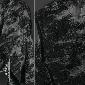 Джинсовая Жаккардовая ткань, окрашенная в черный Ореол, Выстиранная Толстая сумка, куртка, дизайнер одежды, Оптовая продажа ткани За метр, Материал для шитья своими руками