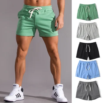 Брендовые мужские хлопковые повседневные шорты для бега трусцой, быстросохнущие шорты для фитнеса, модные мужские короткие брюки