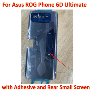 Лучше всего подходит для Asus ROG Phone 6D Ultimate Задняя крышка корпуса со стеклянной панелью, крышка батарейного отсека, крышка корпуса + Рамка камеры + задний маленький экран