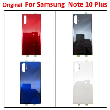 100% Оригинальная задняя стеклянная крышка Samsung Note 10 Plus, крышка батарейного отсека, задняя крышка батарейного отсека, наклейка-клей с логотипом
