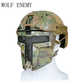 Страйкбольная тактическая сетчатая маска для всего лица Стальной камуфляжный шлем FAST CP