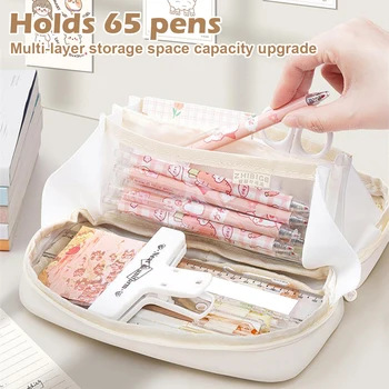 90 ° Плоский пенал для карандашей, сумка для ручек большой емкости, Кавайный чехол для карандашей, Корейские канцелярские принадлежности в стиле Ins 