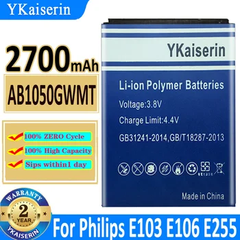 2700 мАч YKaiserin Батарея AB1050GWMT AB1050FWMX Для PHILIPS Xenium E103 X126 E106 X125 E255 X128 X116 Высококачественный Телефон Bateria