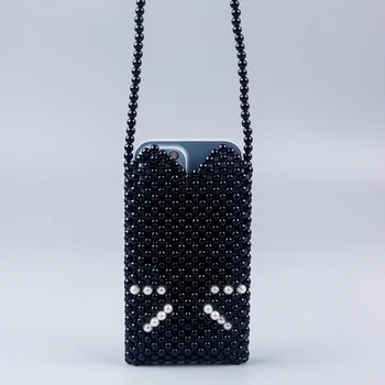 2023 Новые прозрачные сумки с черным кошачьим глазом для женщин, модный тренд, женская сумочка-мессенджер с бисером, сумочка ручной вязки через плечо