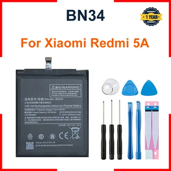 Аккумулятор BN34 3000 мАч для Xiaomi Redmi 5A BN34 Высококачественные сменные батареи для телефона + инструменты